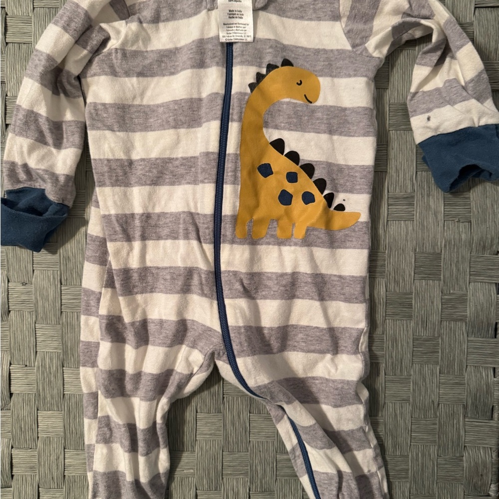 Striped Dinosaur Kids One Piece 0-3 months onesie